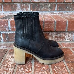 Free People Black Ankle Boots with Tan Sole